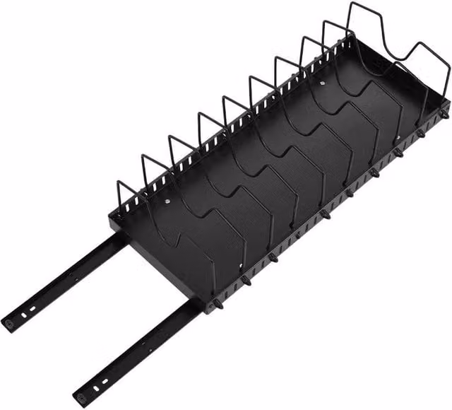 FORGEVIO Black Metal Expandable Kitchen Cabinet Divider for Saucepan, Pot and Lid Organisation