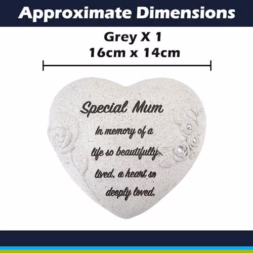 VFM e-Store Memorial Flower Pot Remembrance Ornament, Grey, W: 16 cm, D: 14 cm, H: 7 cm – 2