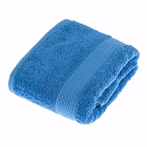 Homescapes Blue Cotton Hand Towel, 500 GSM, Fluffy and Quick-Drying – 1