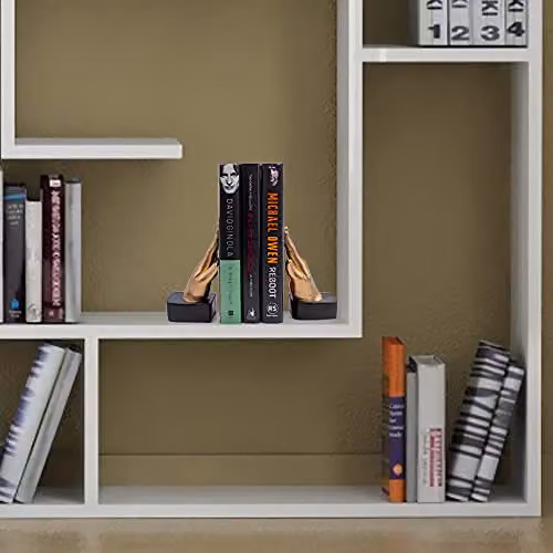 Maison Des Cadeaux Gold Resin Open Palm Hands Bookends Set – 4