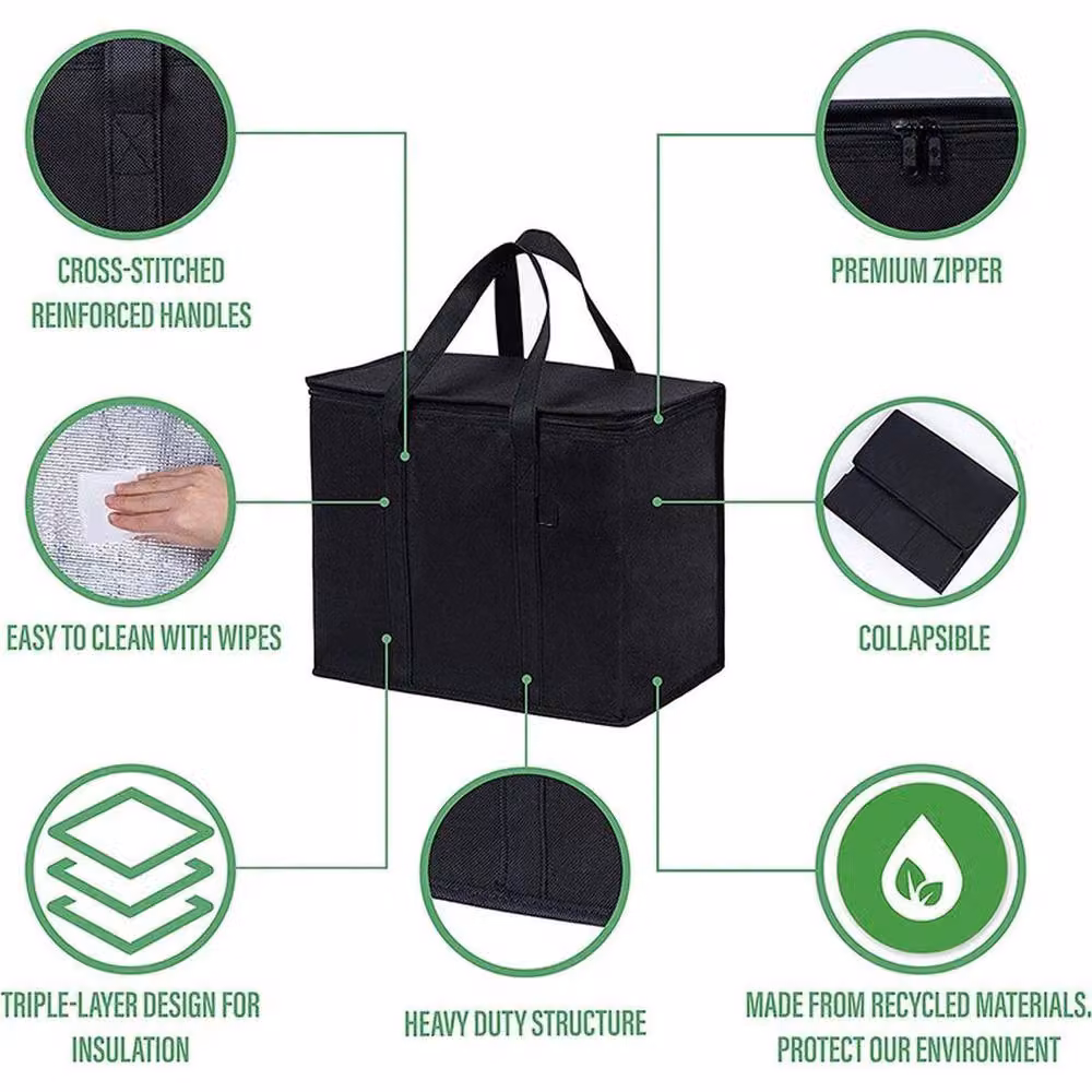 NESTLUNE Large Insulated Thermal Delivery Bag, 70L, Black, W: 100 cm, D: 15 cm, H: 15 cm – 4