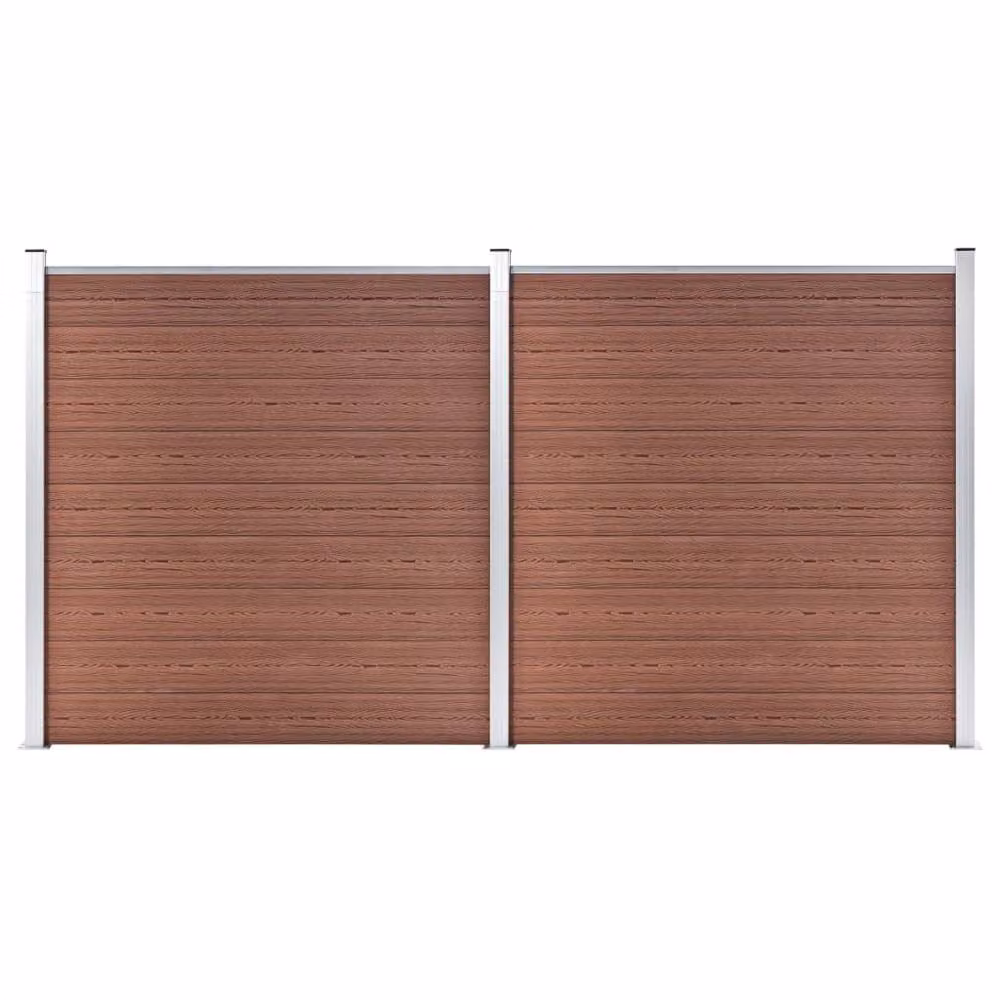Berkfield Home Durable WPC Garden Fence, Brown, W: 353 cm, H: 186 cm – 2