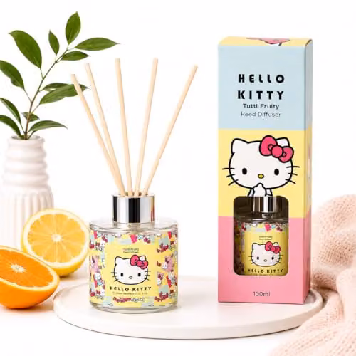 Hello Kitty Tutti Fruity Reed Diffuser Collection, 100ml Multicolour Fragrance Oil for Home