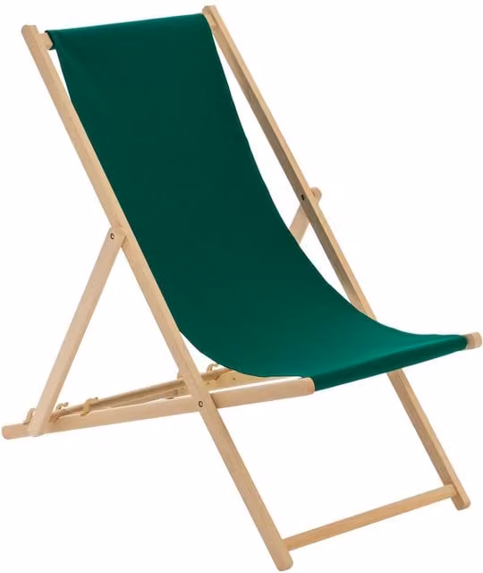 Harbour Housewares Green Beech Wood Folding Garden Sun Lounger with UV-Resistant Polyester Cushions