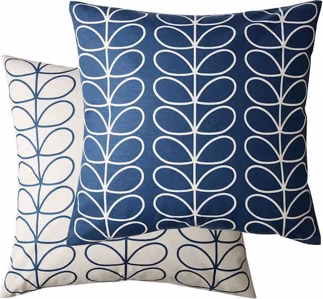 Orla Kiely Blue Mix Small Linear Stem Square Cotton Cushion