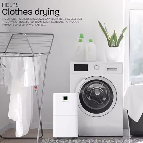 MONHOUSE 12L/Day Digital Dehumidifier in White with Sleep Mode and 24HR Timer – 4