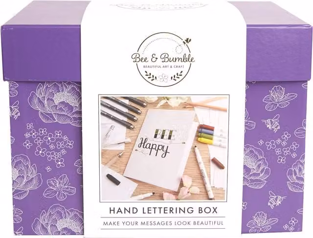 Bee and Bumble Hand Lettering Craft Box with Brushes and Multicolour Ink