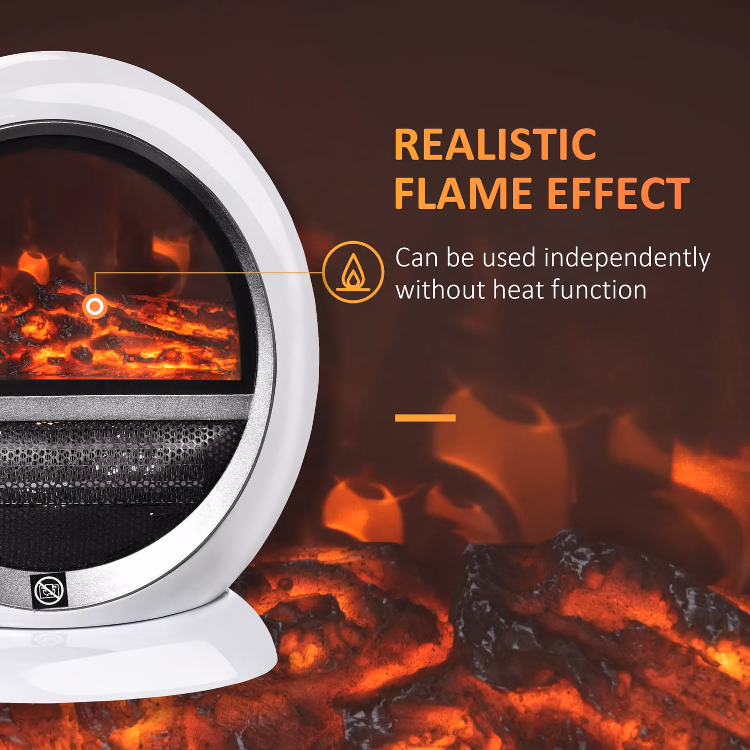 HOMCOM 1500W Freestanding Electric Fireplace Heater with Rotatable Flame Effect in White – 4