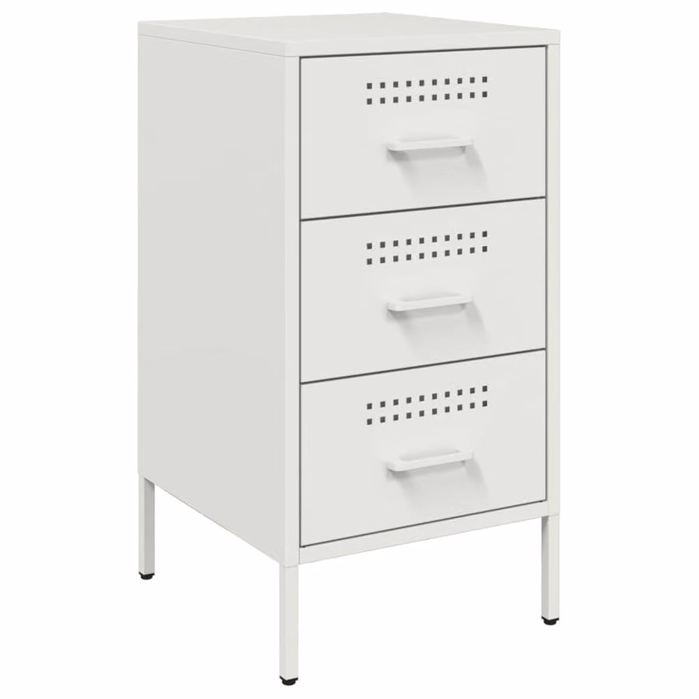 Berkfield Home Sturdy Metal Bedside Cabinet in White, W/D/H: 36 x 39 x 68 cm – 2