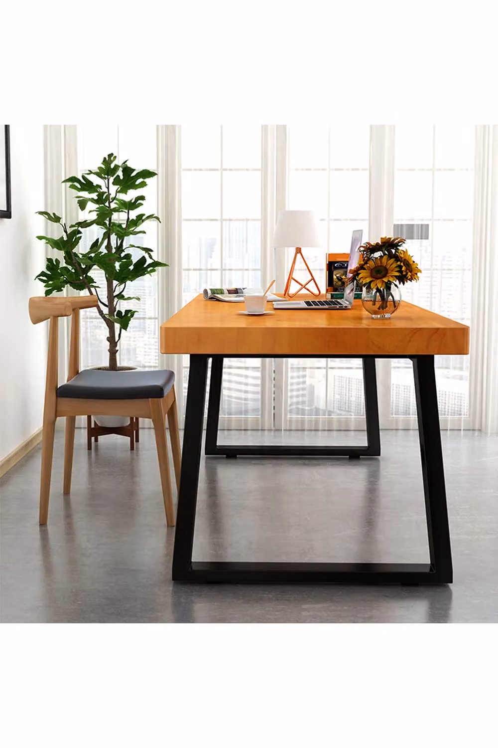 Living and Home Set of 2 Industrial Steel Table Legs in Black, H 71 x W 7 x D 65 cm – 2
