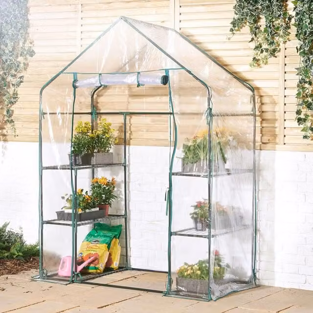 VonHaus Green and Transparent PVC Weatherproof Greenhouse Cover Replacement