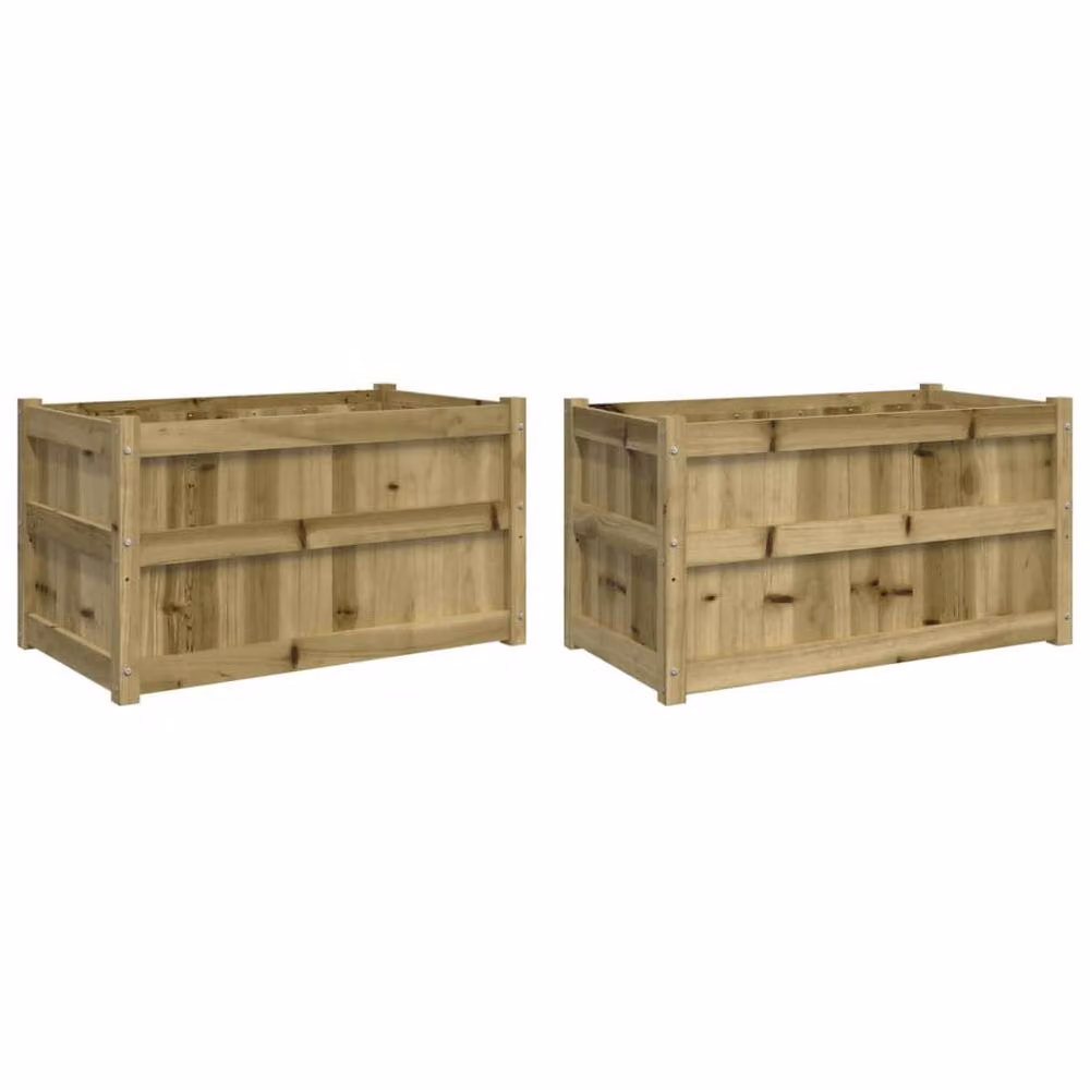 Berkfield Home Garden Planters, Set of 2 Impregnated Brown Pine Wood Tubs for Ornamental and Vegetable Gardens – 2