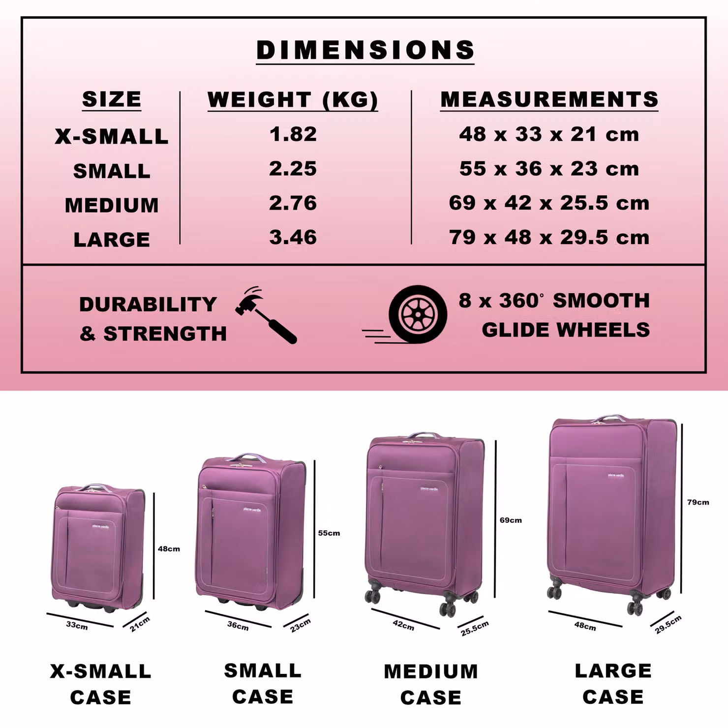 Pierre Cardin Purple Soft Shell Lightweight Wheeled Hold Suitcase, Large, W/D/H: 76.0 x 48.0 x 29.0 cm – 5