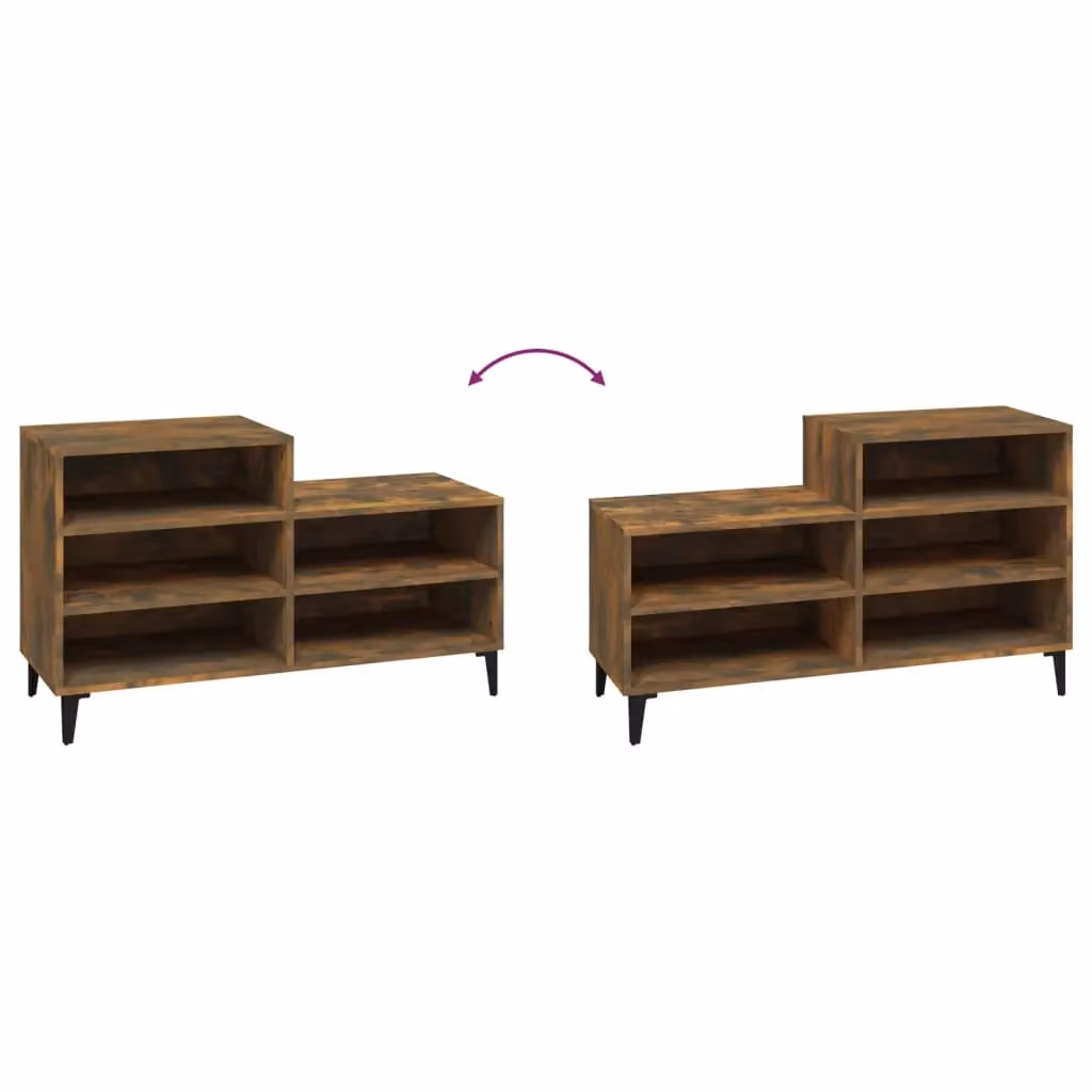 Berkfield Home Smoked Oak Shoe Cabinet in Brown, W/D/H: 102 x 36 x 60 cm – 4
