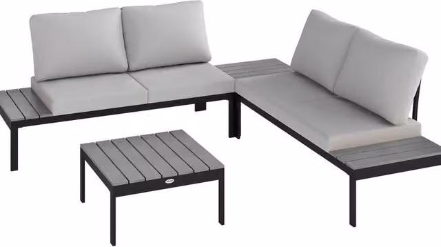 Chilli Seating Four Piece Grey Metal Garden Corner Sofa Set