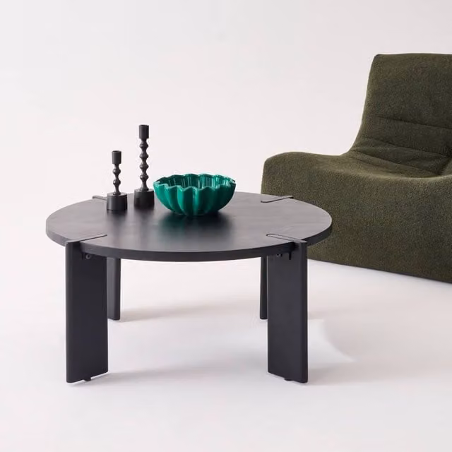 sweeek Exotic Round Solid Wood Coffee Table in Black – 1