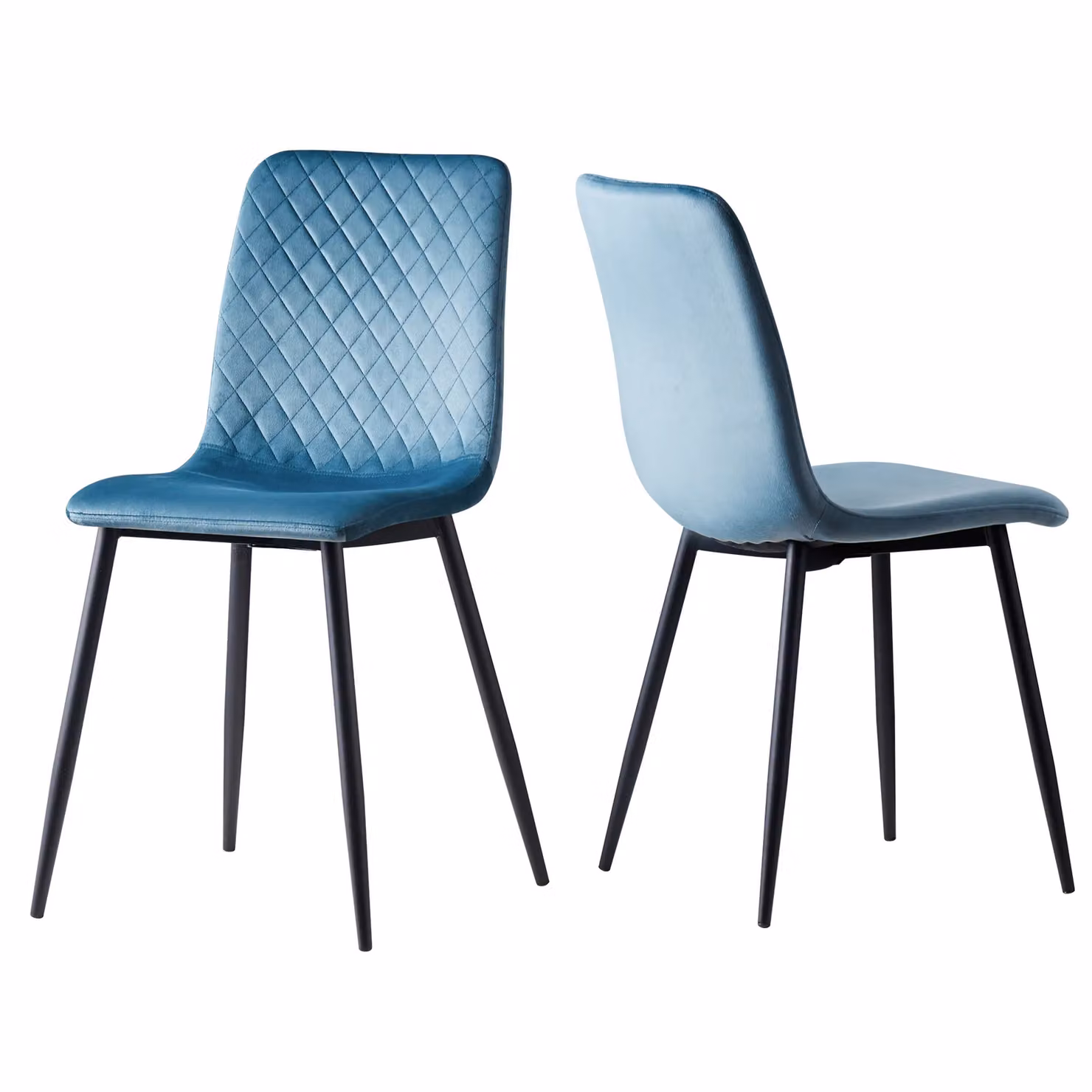 MCC Direct Lexi Set of 4 Velvet Fabric Upholstered Dining Chairs in Light Blue – 2