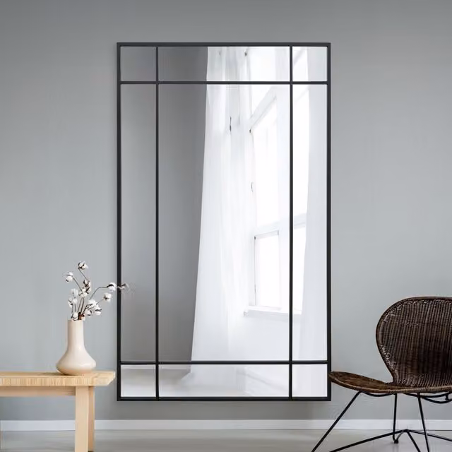 MirrorOutlet Wenestra Contemporary Rectangular Wall Leaner Mirror in Black, W: 120 cm, H: 200 cm