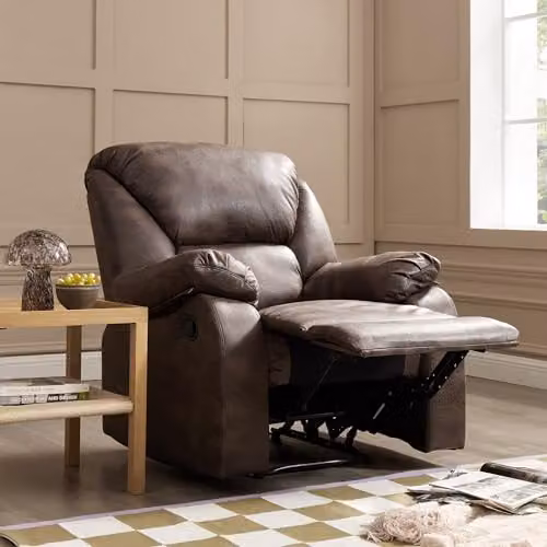 Home Detail Enoch Manual Recliner Armchair in Brown Faux Leather, W/D/H: 76 x 97 x 104 cm – 2