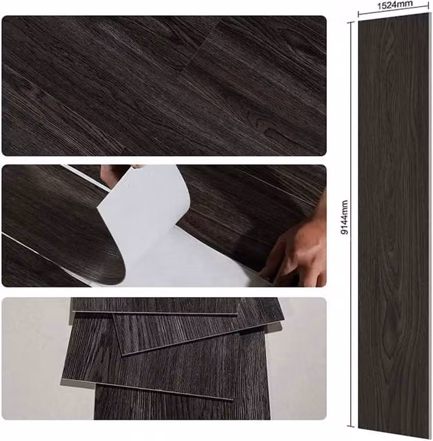 FLAVORA Pack of 21 Self Adhesive Black Floor Planks with Tile Look