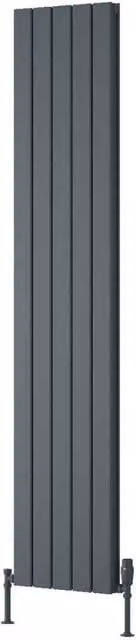 Bathroom Kingdom Piatto Anthracite Double Flat Panel Vertical Radiator in Grey, H: 180 cm, W: 37 cm