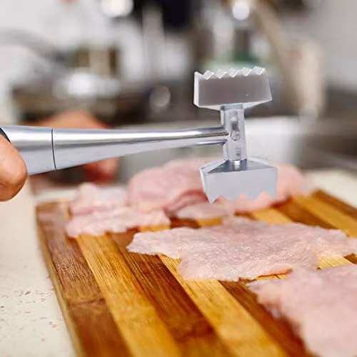 Joeji's Kitchen Double Sided Zinc Alloy Meat Tenderiser Hammer in Silver – 5