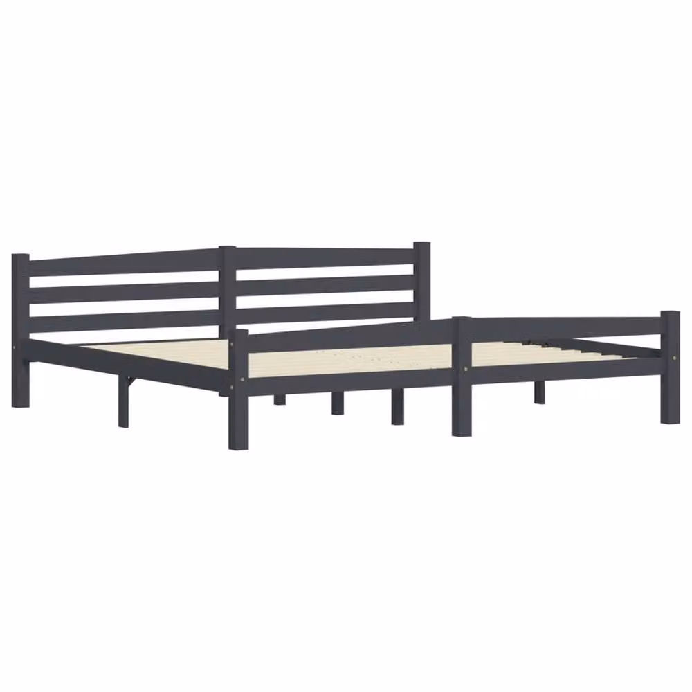Berkfield Home Modern Solid Pinewood Bed Frame in Grey, 200 x 200 cm – 3