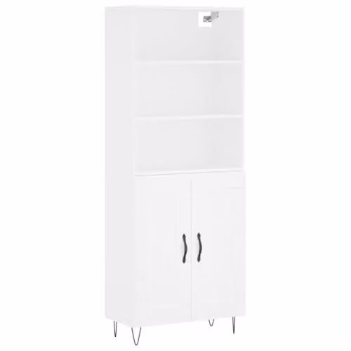 vidaXL Highboard in White with Hinged Doors and Internal Shelves, W/D/H: 69.5 x 34 x 180 cm