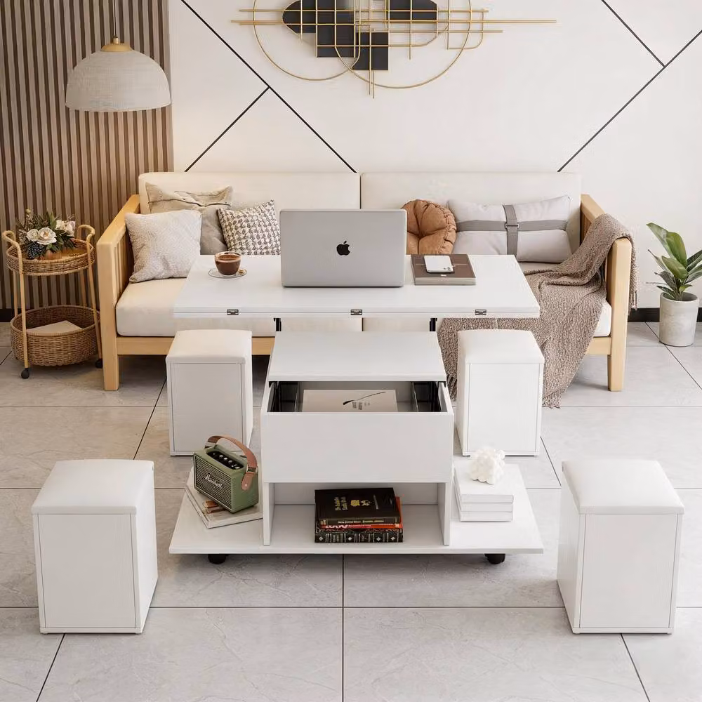 BTM White Modern Lift-Top Coffee Table with Hidden Storage, W/D/H: 100 x 64.5 x 30 cm – 2