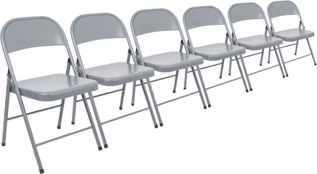 Harbour Housewares Pack of 6 Stackable Metal Folding Dining Chairs in Matt Grey