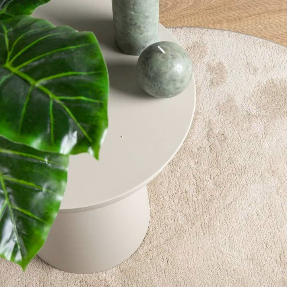 Berkfield Home Oviedo Round Short Pile Rug in Beige, Diameter: 120 cm – 3