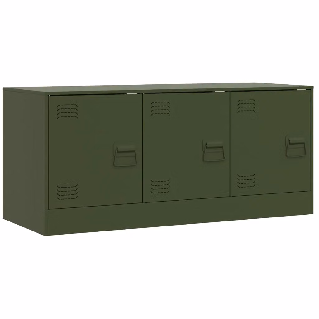 Berkfield Home Industrial TV Cabinet in Olive Green, W/D/H: 99 x 39 x 44 cm – 2