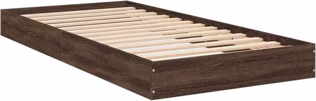 Berkfield Home Modern Small Single Wood Bed Frame, Brown Oak, W: 75 cm, D: 190 cm, H: 17 cm