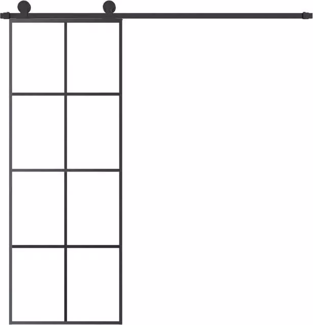 Berkfield Home Sliding Door with Hardware Set in Black, Glass and Aluminium, W: 76 cm, H: 205 cm – 1