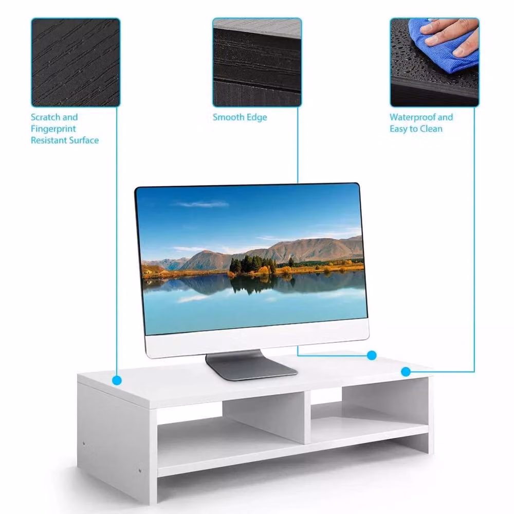 SPETLEK White Wood Computer Desktop Monitor Stand with Matt Finish – 3