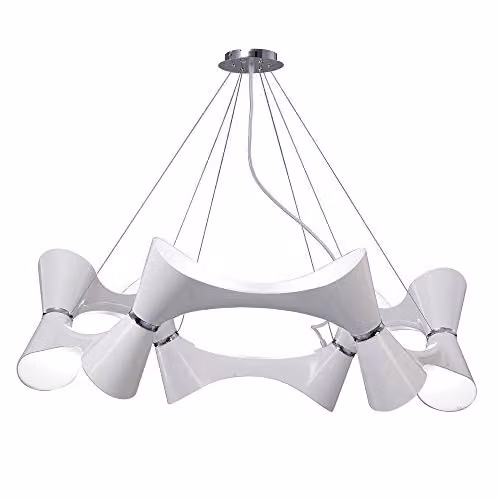 Netlighting Ora 12-Light Round Pendant Light in White and Chrome with E27 Sockets