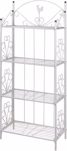 Berkfield Home Square White Metal Plant Rack, W/D/H: 33.0 x 61.5 x 153.0 cm