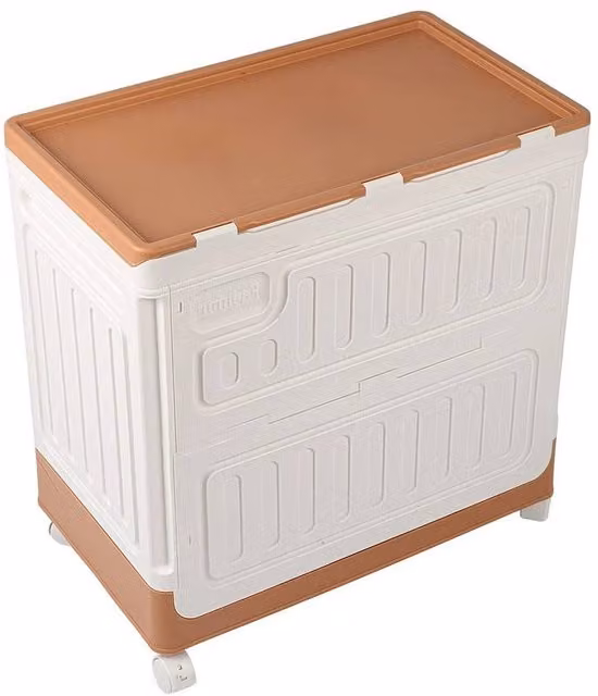 NESTLUNE 95L Large Stackable and Foldable Storage Box in Orange and White