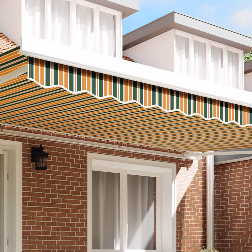 Berkfield Home Striped Awning Valance in Green and Yellow, W: 4.8 m x H: 0.2 m – 3