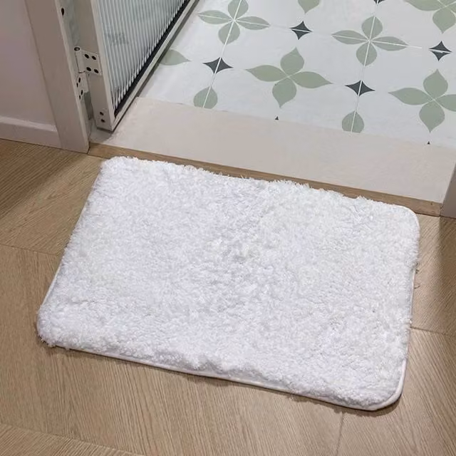 EONLION Non-Slip Shaggy Bath Mat, White, W: 50 cm, D: 80 cm