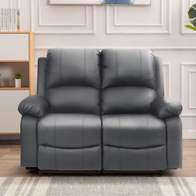 Comfy Living Modern 2 Seater Reclining Sofa in Grey Synthetic Leather