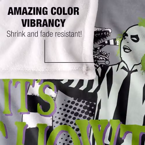 LOGOVISION Beetlejuice Its Showtime Super Soft Silky Touch Fleece Throw Blanket, Multicolour, W: 127 cm x D: 152 cm – 3