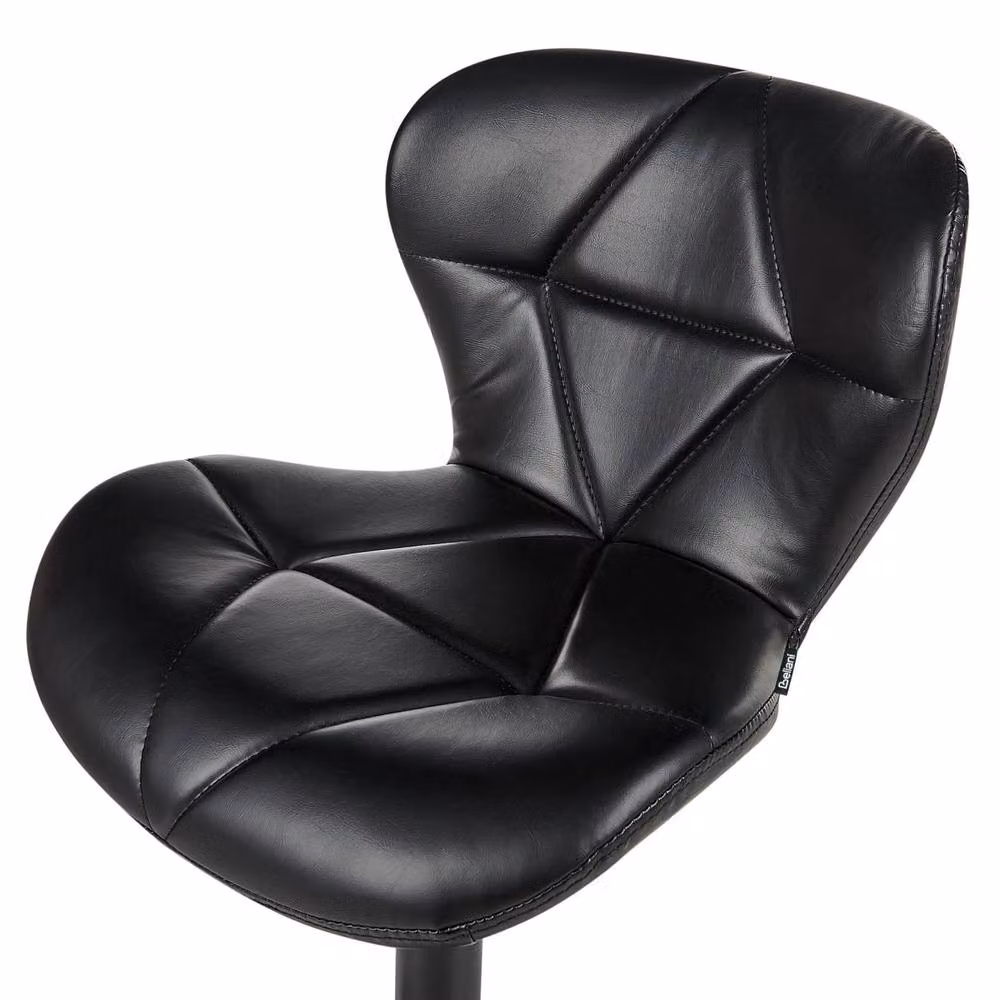 Wyld and Coco Set of 2 Black Faux Leather Industrial Bar Stools with Adjustable Swivel and Metal Base – 4