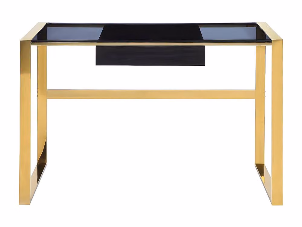 SALI Art Deco Writing Desk with Single Drawer, Black and Gold, W/D/H: 120 x 60 x 76 cm – 2