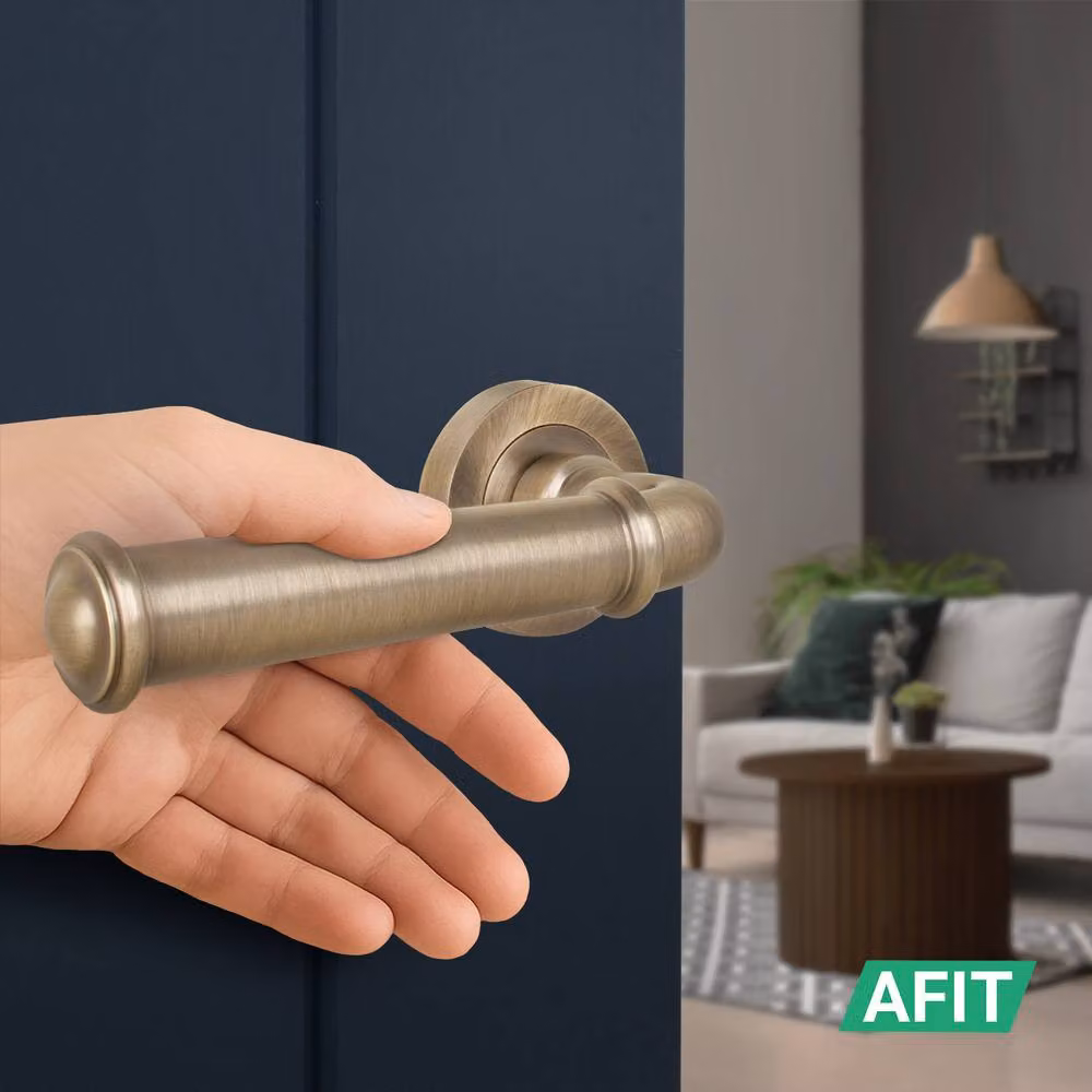 AFIT Antique Brass Rosette Set and Internal Door Handle Latch in Bronze, 5 Pack – 4