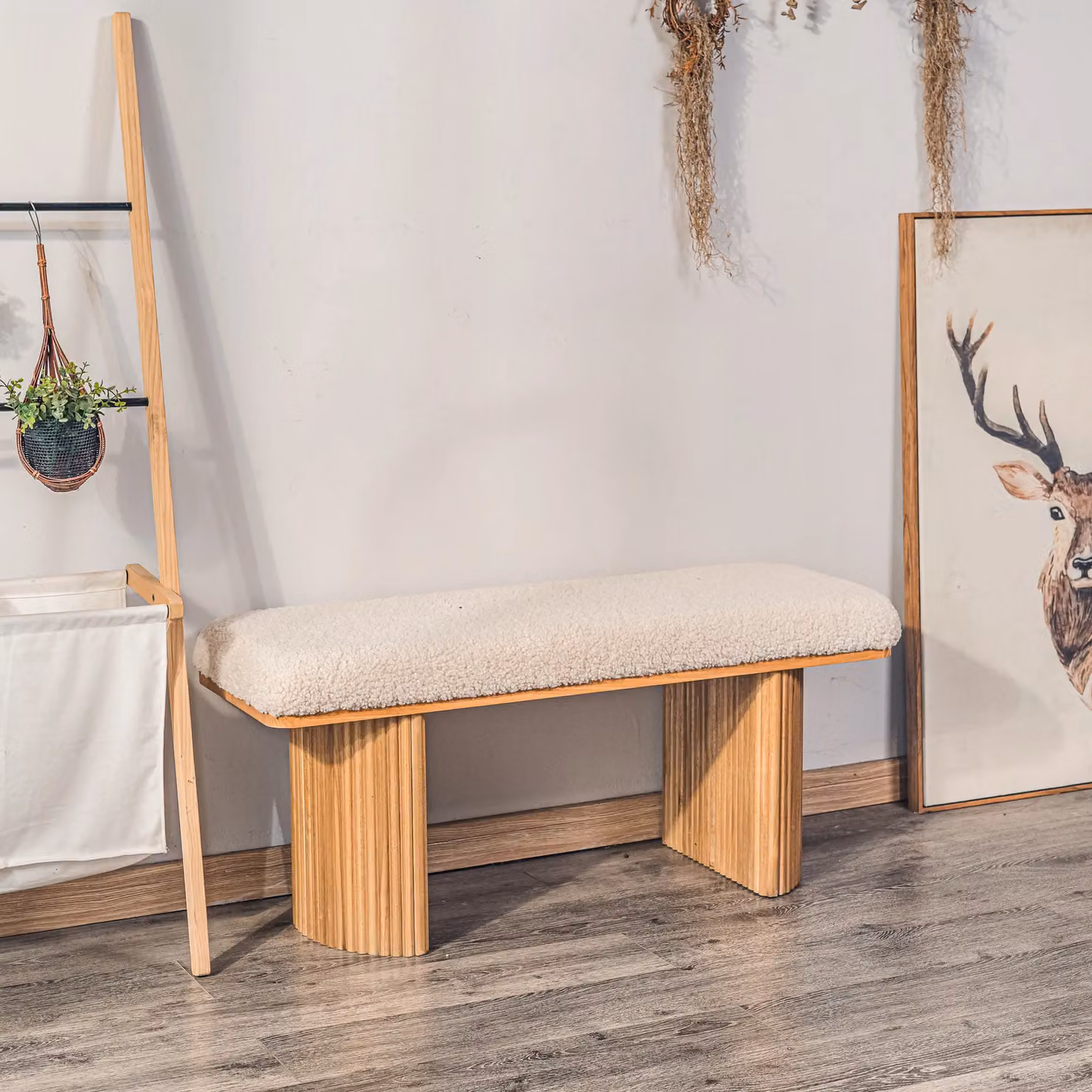 Nordlys Scandinavian Ash Wood Entryway Bench in White – 2