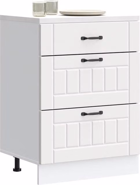 Berkfield Home Lucca White Matt Kitchen Base Cabinet with Doors and Drawers