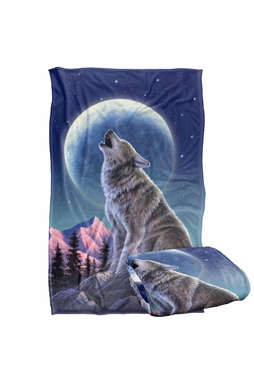 JQ Licensing Jlo Howling Wolf Moon Super Soft Fleece Throw Blanket, Multicolour, W: 91 cm, D: 147 cm – 7