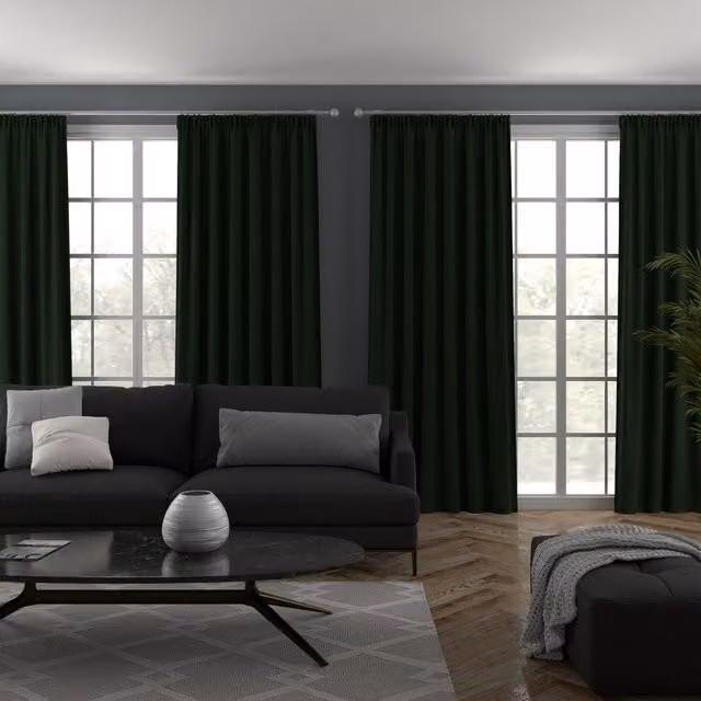 Terrys Amalfi Made to Measure Blackout Chenille Fabric Curtain Panel in Green