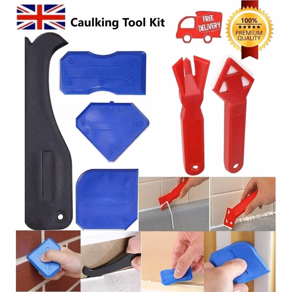 VOGREX 2-Piece Silicone Caulk Remover Tool Kit in Red and Multicolour – 1